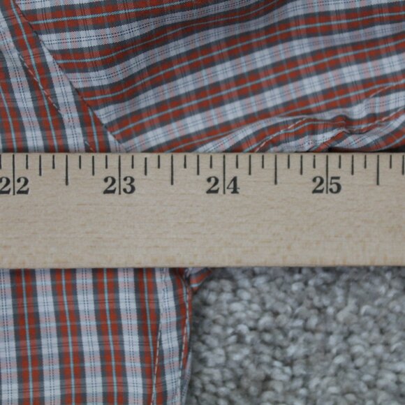 Eddie Bauer Shirt Mens Large‎ Orange/Gray Polyester/Cotton S/S Button Up - Picture 12 of 13